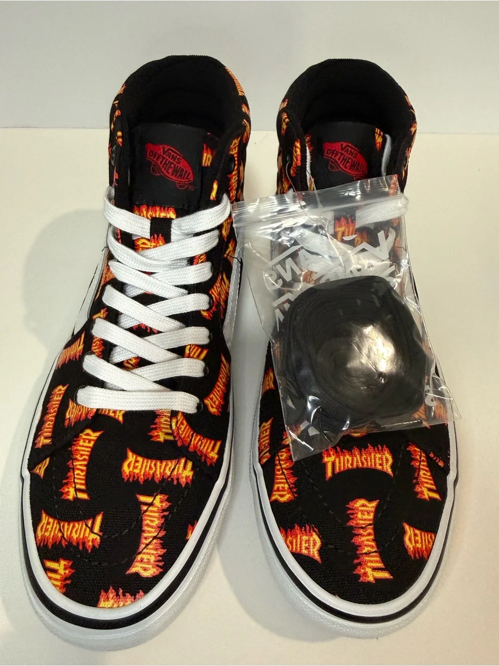 Vans Sk8-Hi Thrasher Flame Print High-Tops - Black, Orange, Yellow